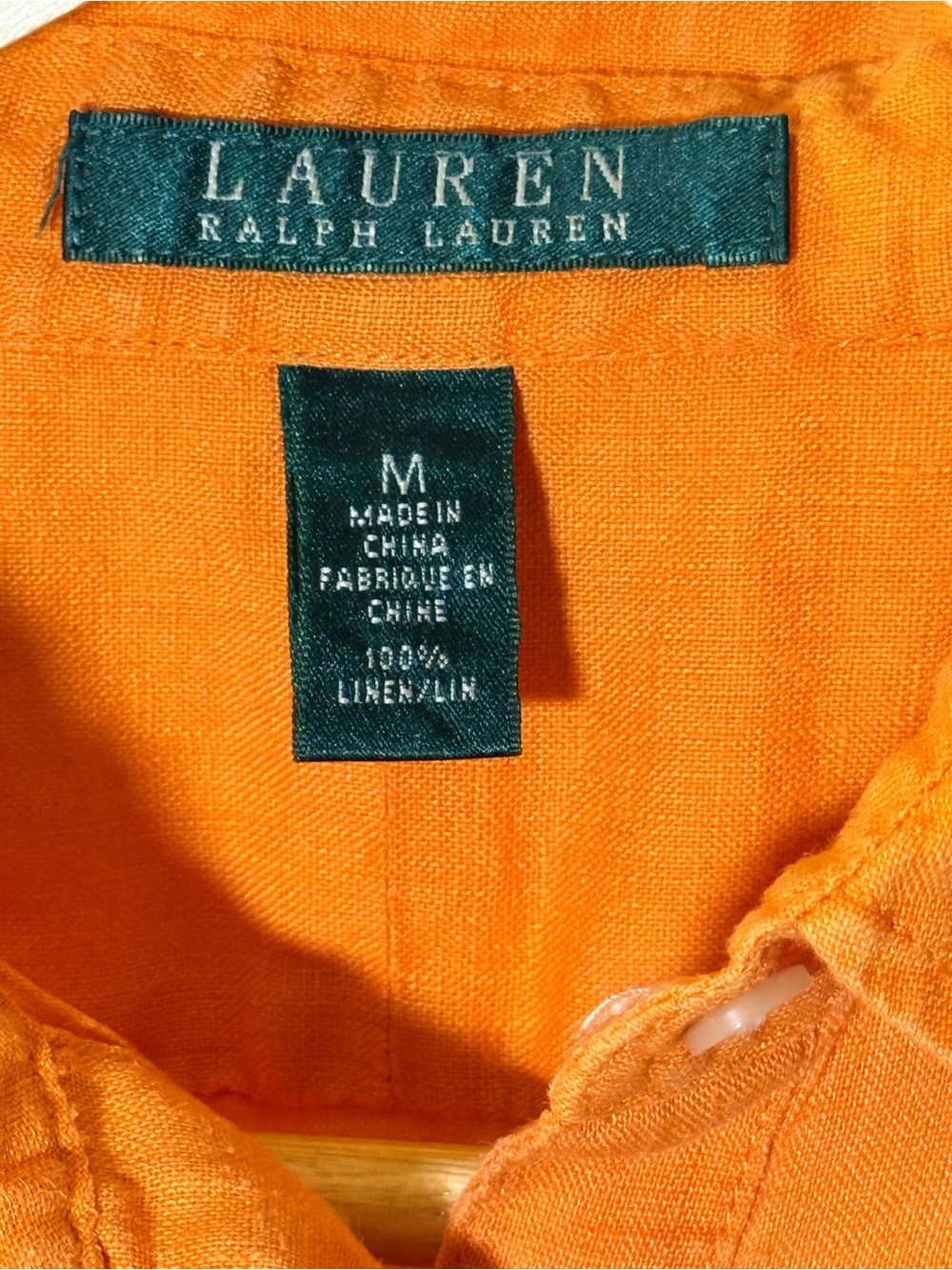 Ralph Lauren Orange Linen Button-Front Shirt - Picture 2 of 5